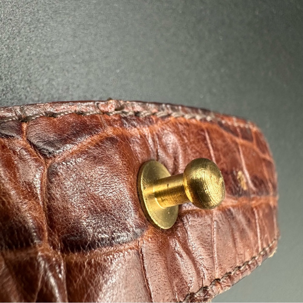 Vintage Linea Pelle by Mira K Brown Croco Belt – Size M, 1980s–90s-GORGEOUS!! - Picture 14 of 16